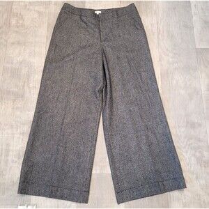 Garnet Hill Wool Blend Wide Leg Dress Pants Plus Sz 18 Gray Marled Pockets Lined